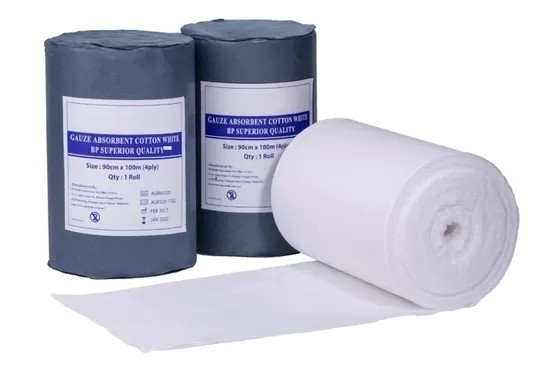 جراحي غاز رول 90cmX100 ياردات 4Ply بيضاء نقية ناعمة